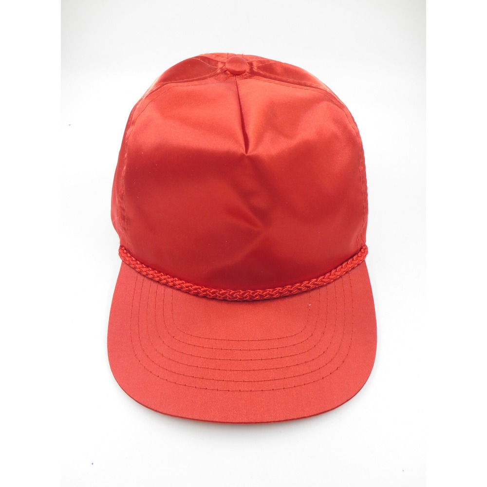 Vtg Blank Red Satin KC Hat Cap Adjustable 70s New Never Worn